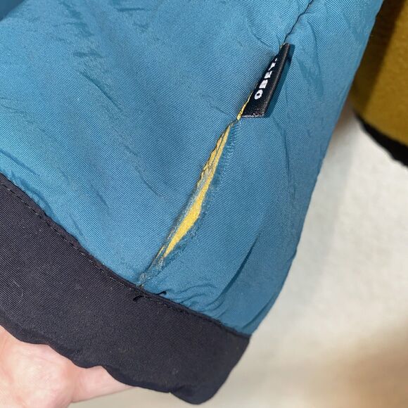 OBEY Men GALLAGHER Fleece Sweater Jacket 3/4 Zip Pockets Bungee Waist Yellow S - Picture 8 of 12